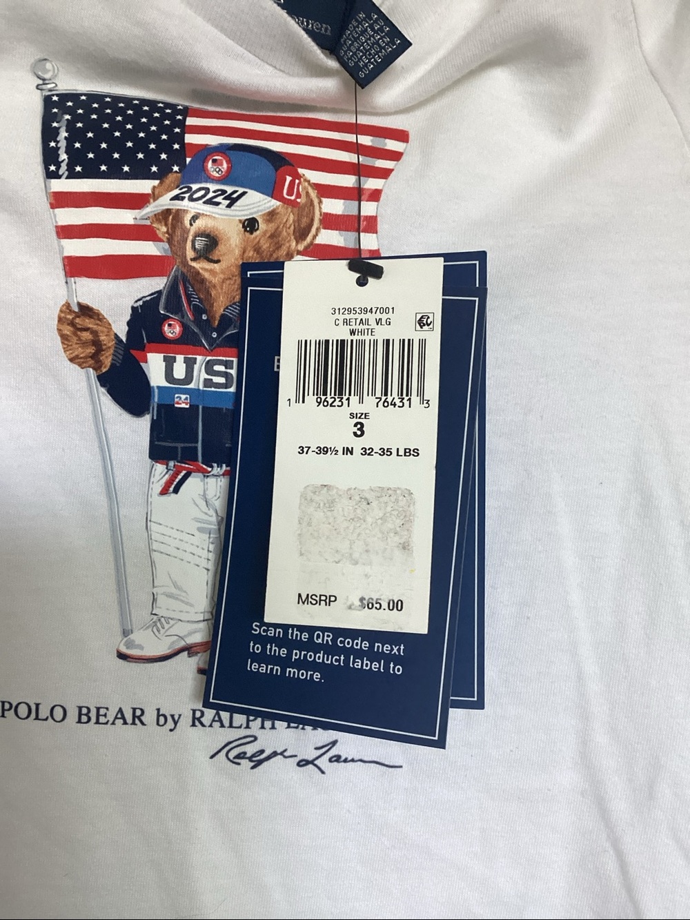 Ralph Lauren White Kids Polo Bear USA Flag Dress - Picture 6 of 6